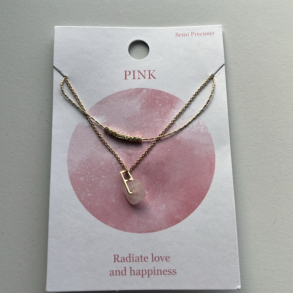 🌸Semi-Precious Pink Radiate Love and Happiness Necklace